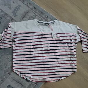 NWT Vineyard Vines Striped Deluxe Tee Shirt Red, White, Blue Top SzL